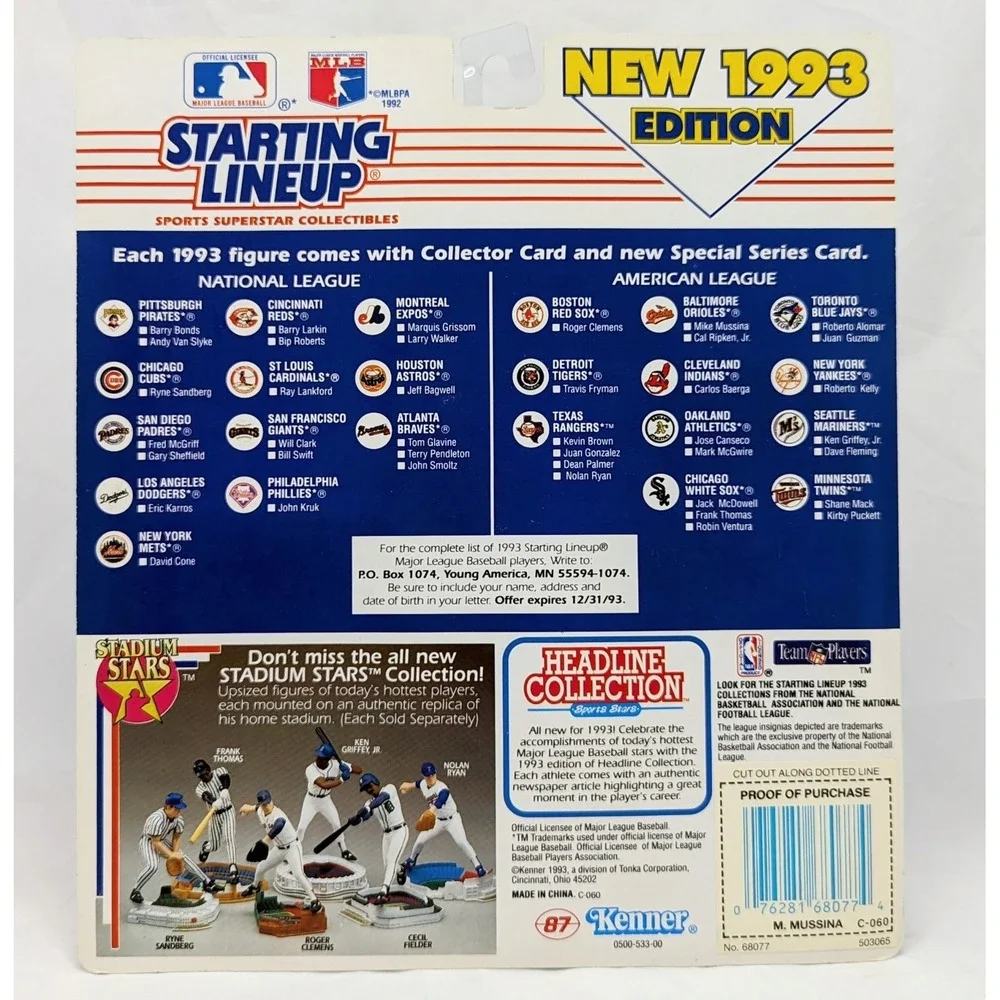 1993 Starting Lineup Mike Mussina Baltimore Orioles Baseball Figure